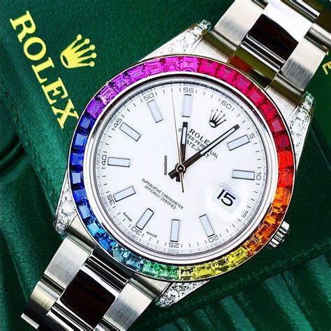 rolex rain bow|rolex with rainbow bezel.